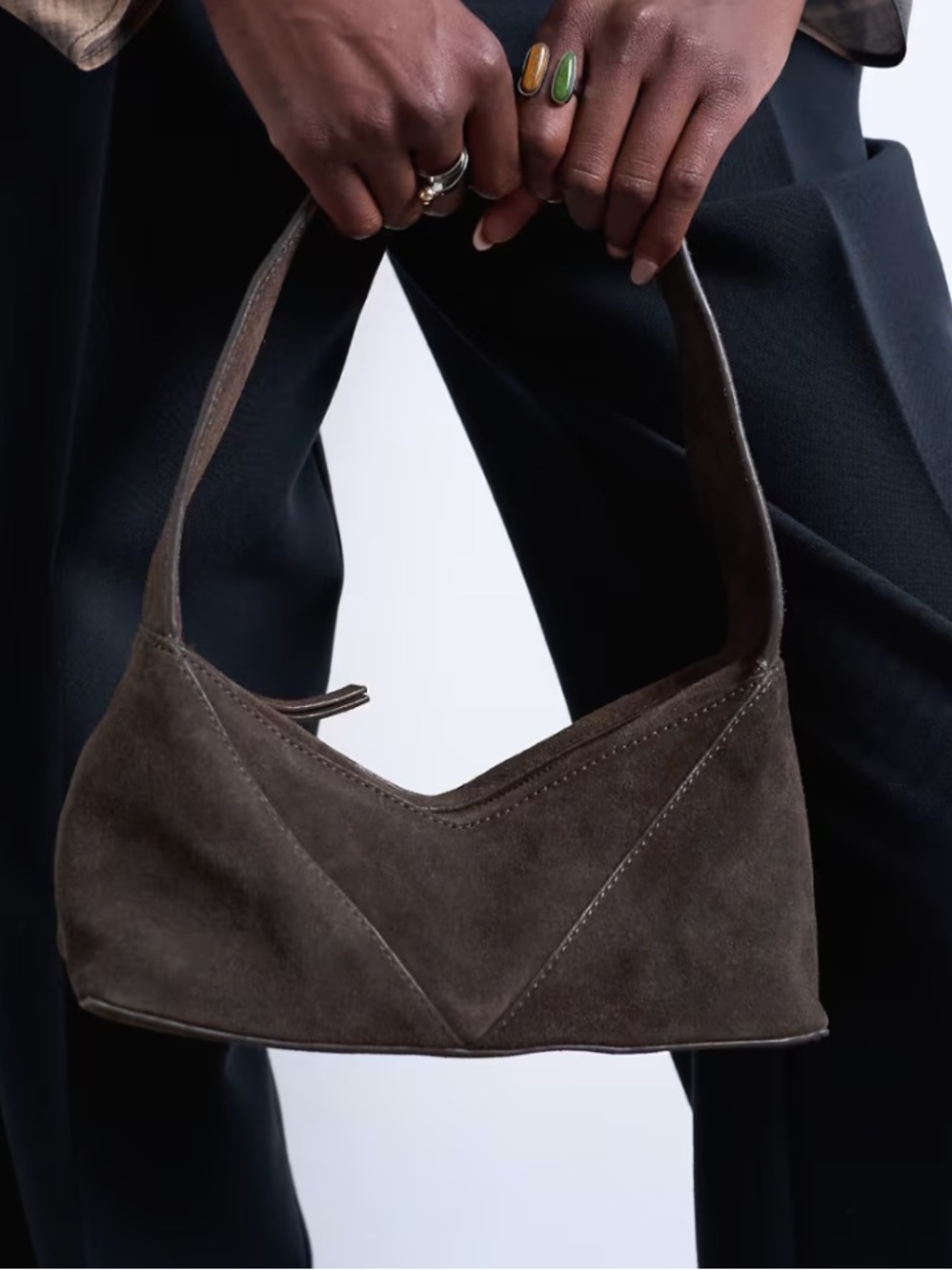 ASOS Dark Brown Suede Shoulder Bag